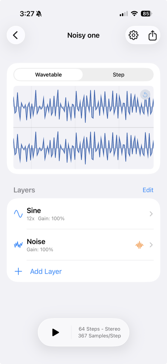 Wave Sculptor wavetable editor interface