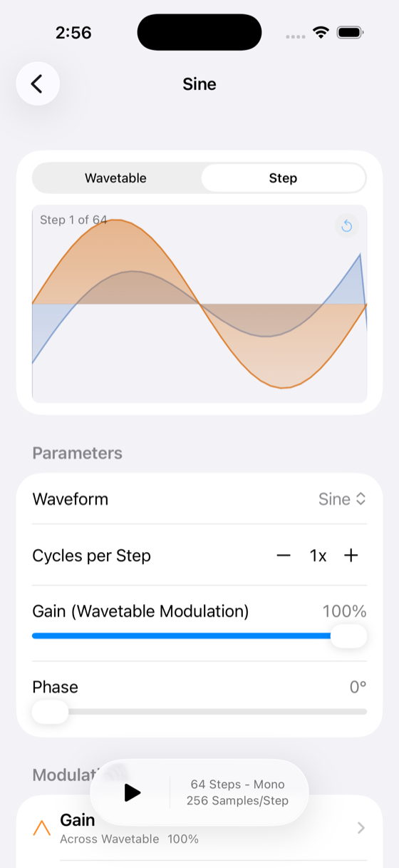 Wave Sculptor layer editor showing waveforms being combined